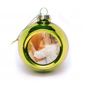 Елочный шарик с фото золотой 80 мм