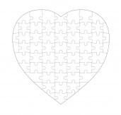Пазл 19х19 картон в форме сердца